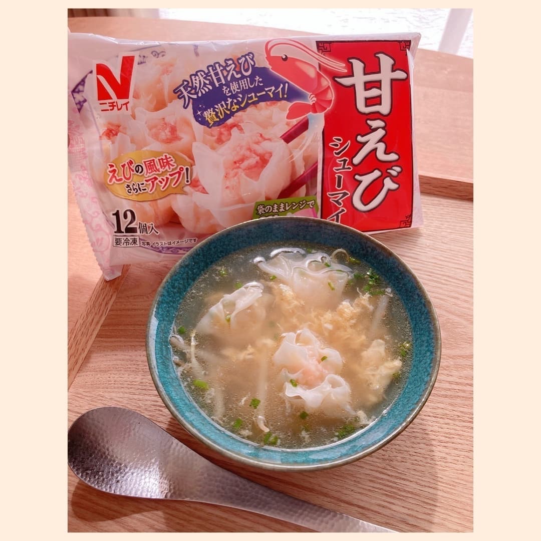 シャキシャキもやしと甘えびシューマイの中華スープの完成写真