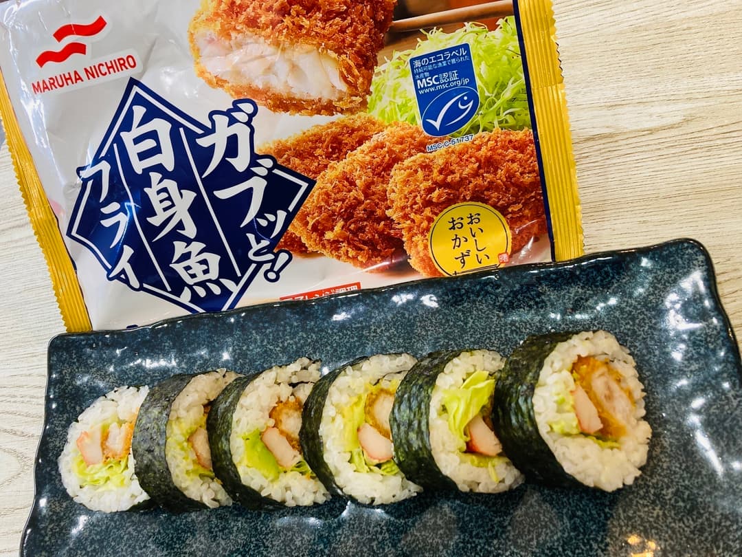 白身魚フライのアボカドマヨ太巻きの完成写真