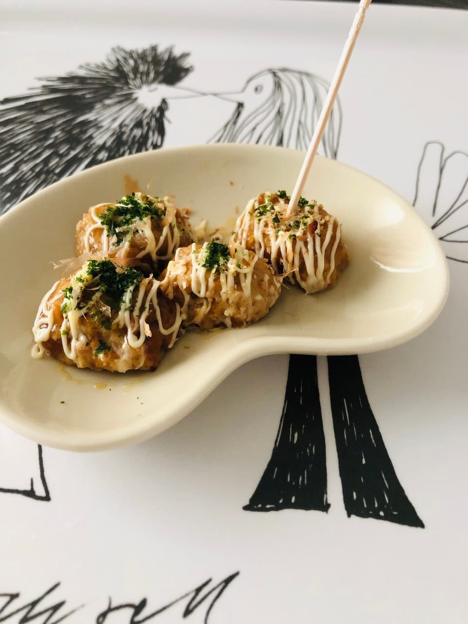 なんこつ入りつくねのたこ焼き風の完成写真