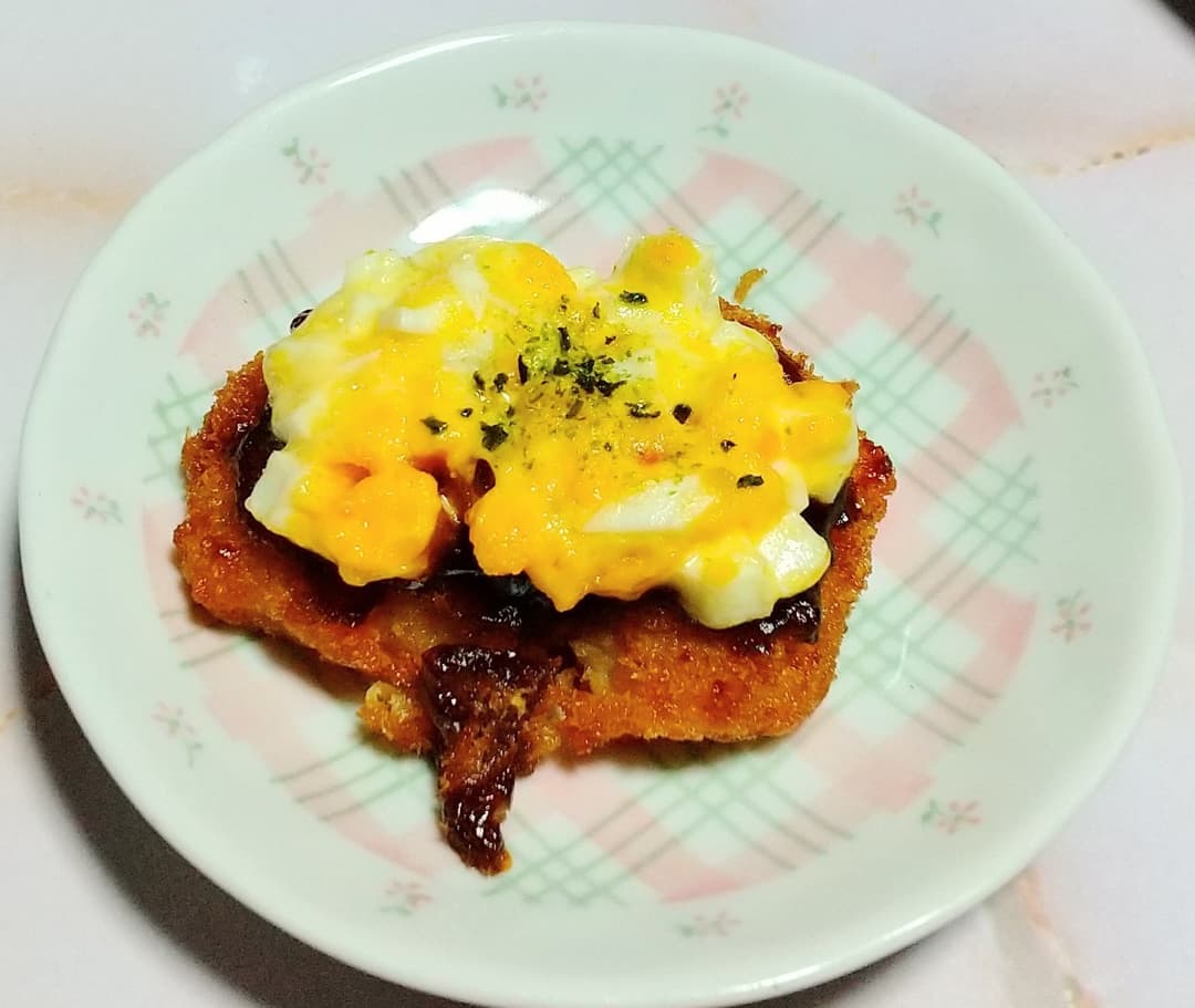 極上ヒレかつのゆで卵マヨ焼きの完成写真