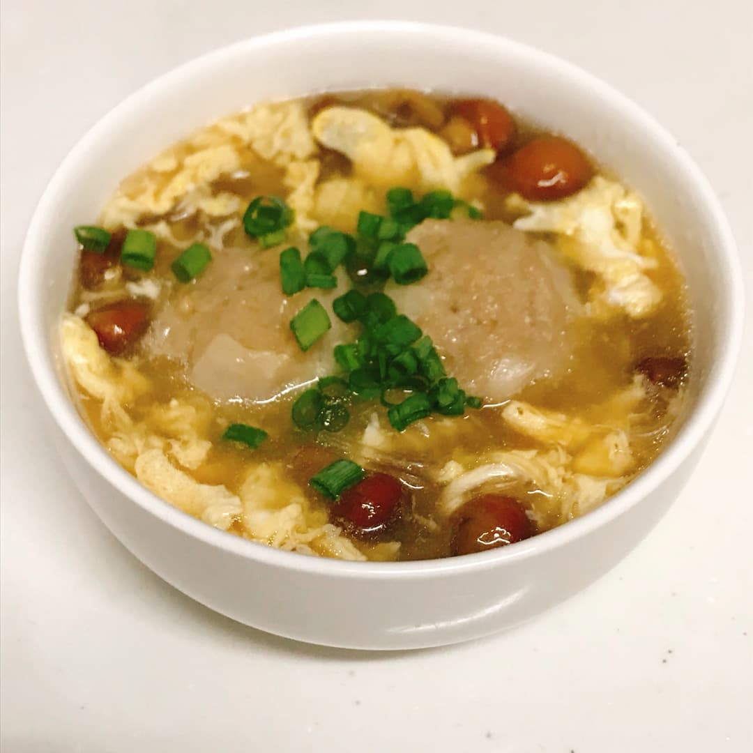 焼売のかきたま春雨スープの完成写真