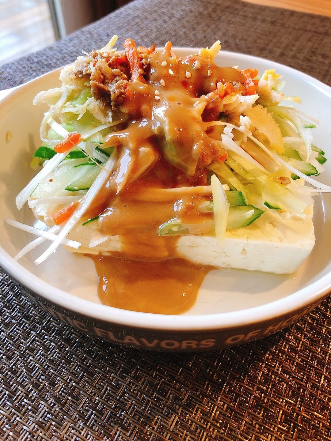 サラダチキンでバンバンジー豆腐の完成写真