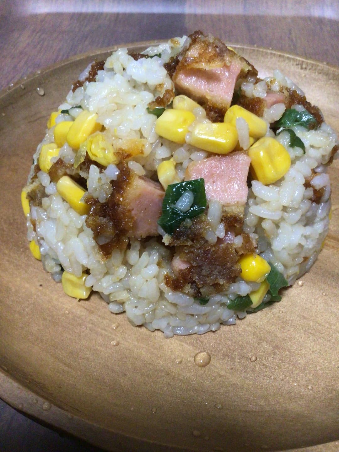 ソースハムカツ入りチャーハンの完成写真