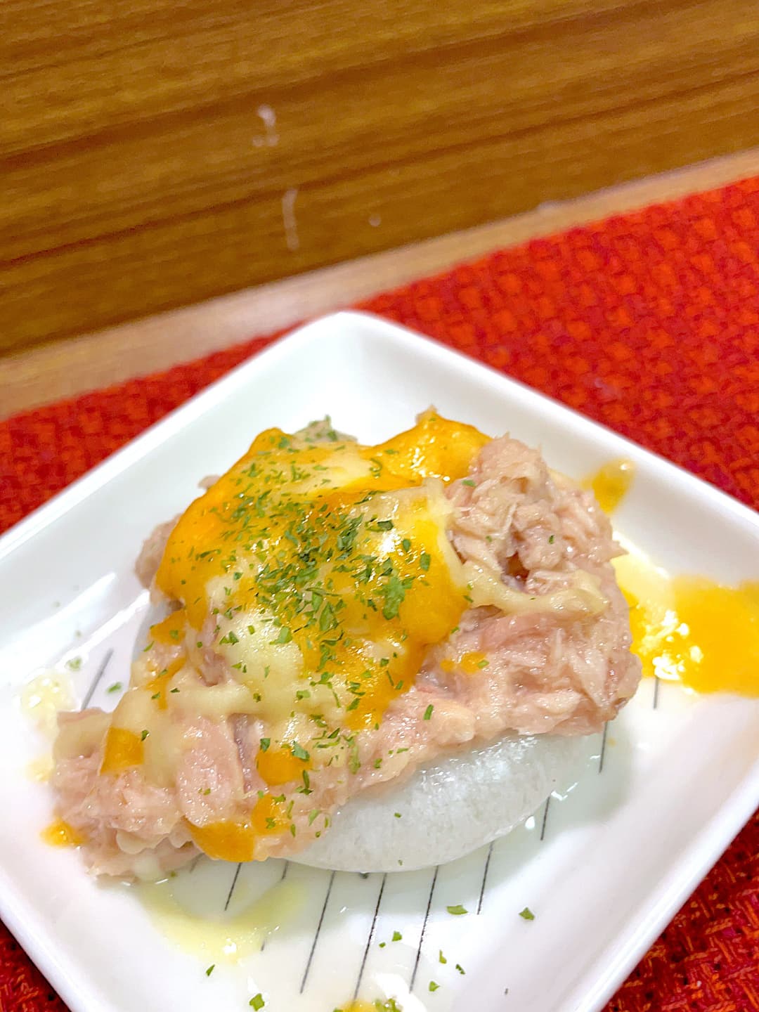 ツナチーズにら焼餅の完成写真