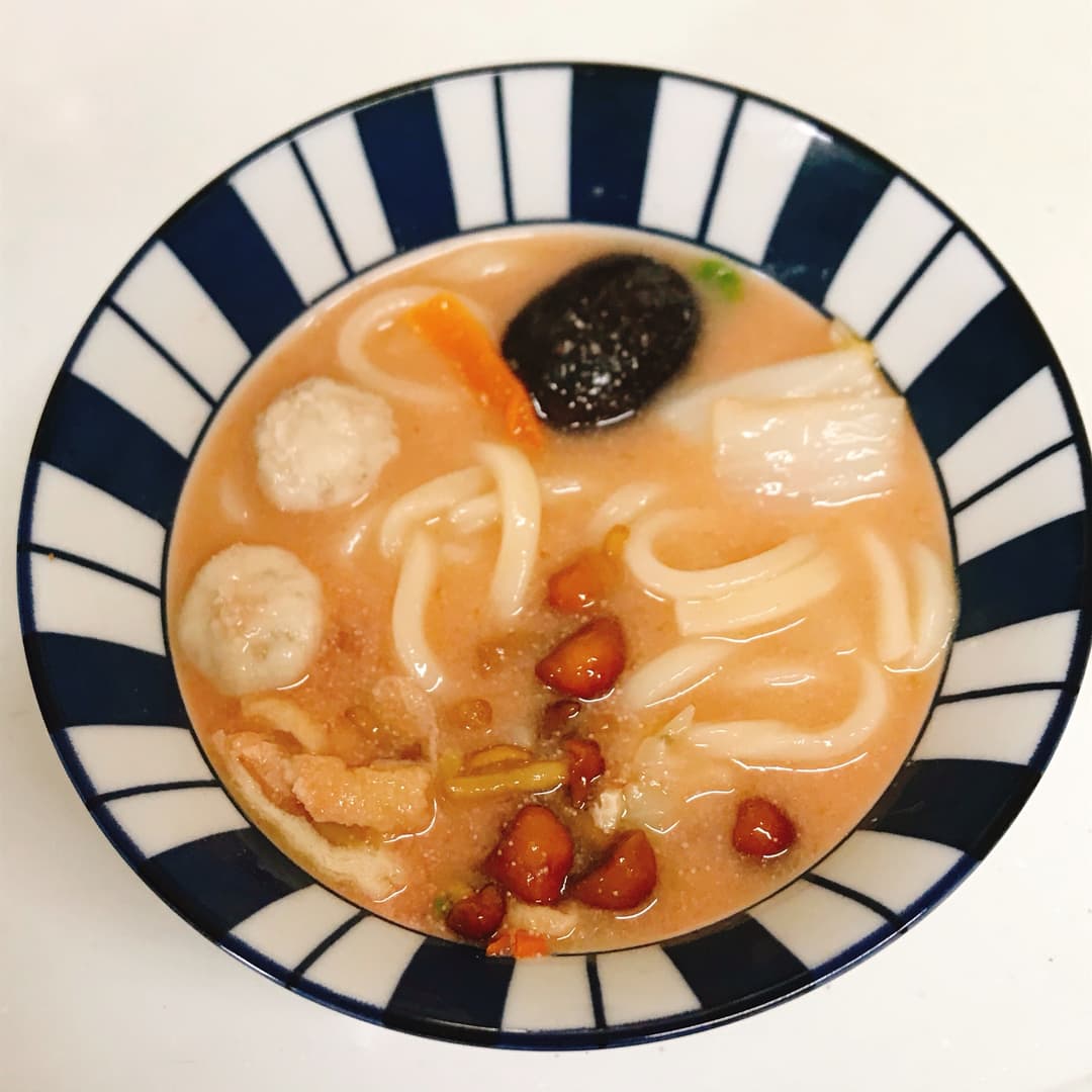 明太塩ちゃんこうどんの完成写真