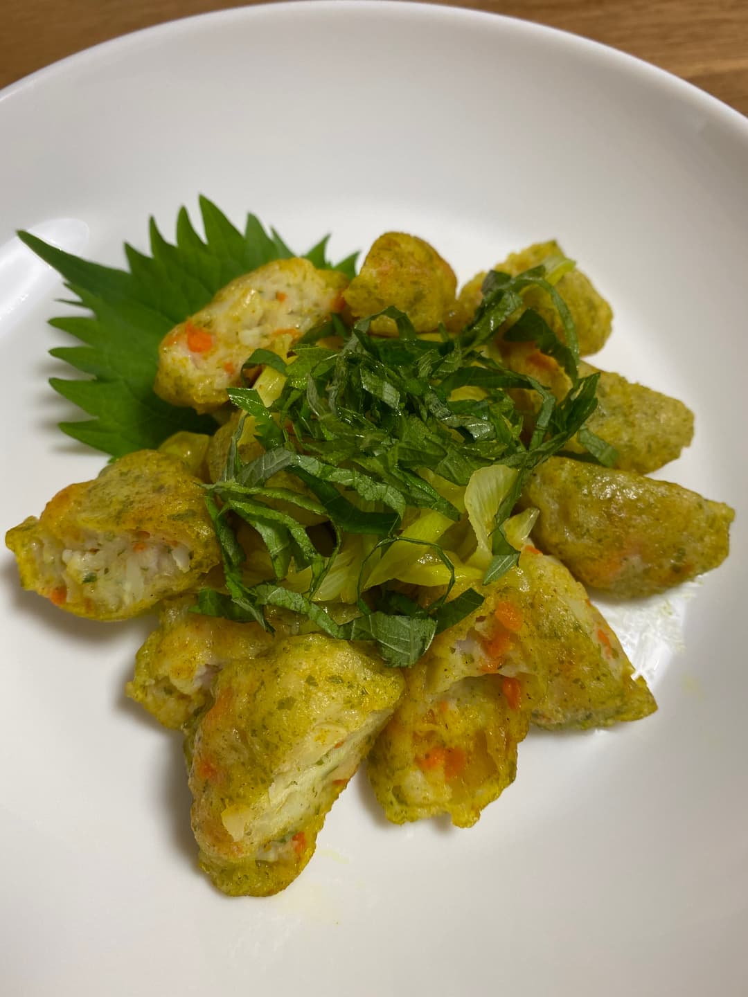 いかとれんこんの磯辺揚げカレー風味の完成写真