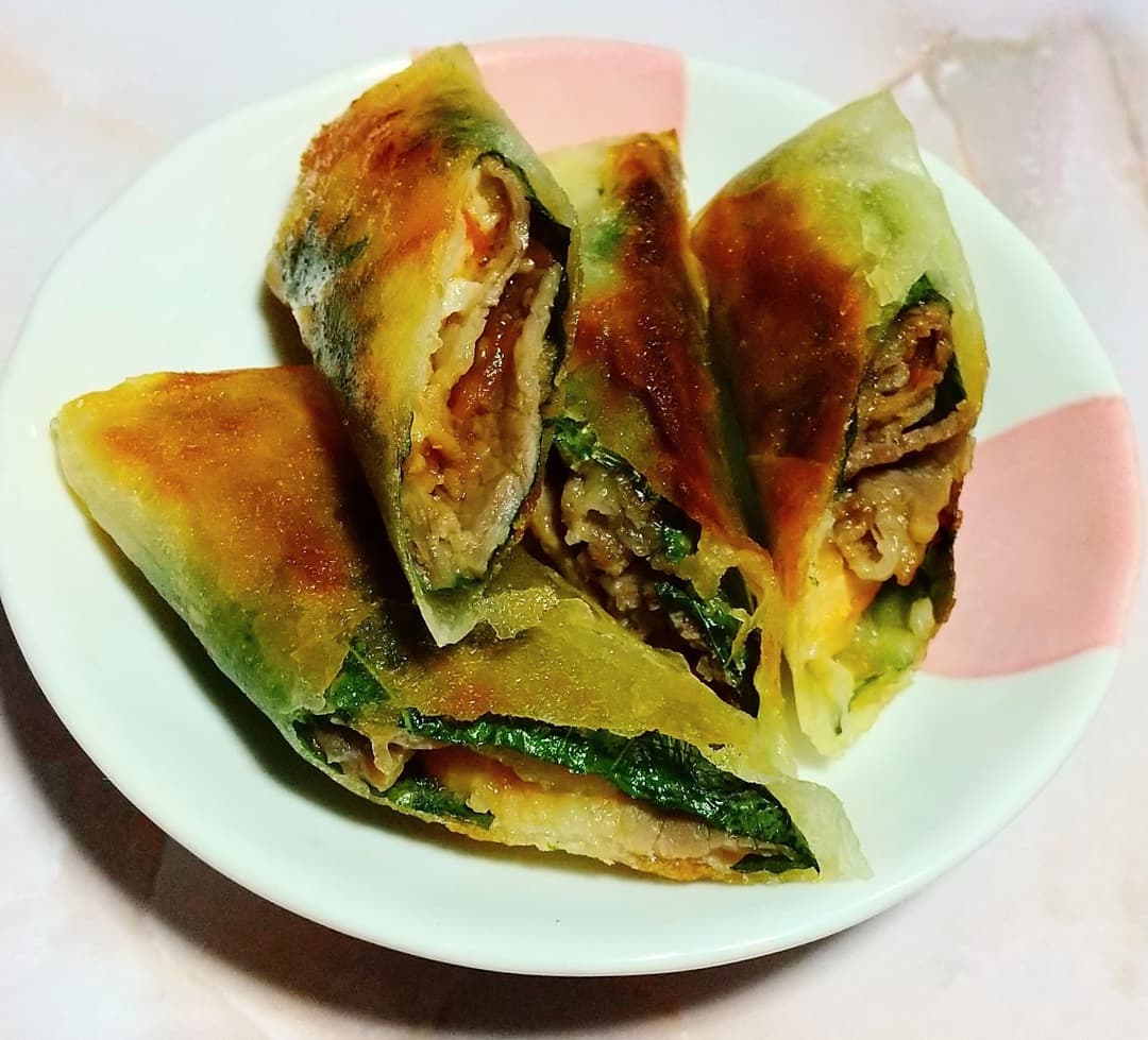 直火焼豚ロース生姜焼き入り春巻きの完成写真