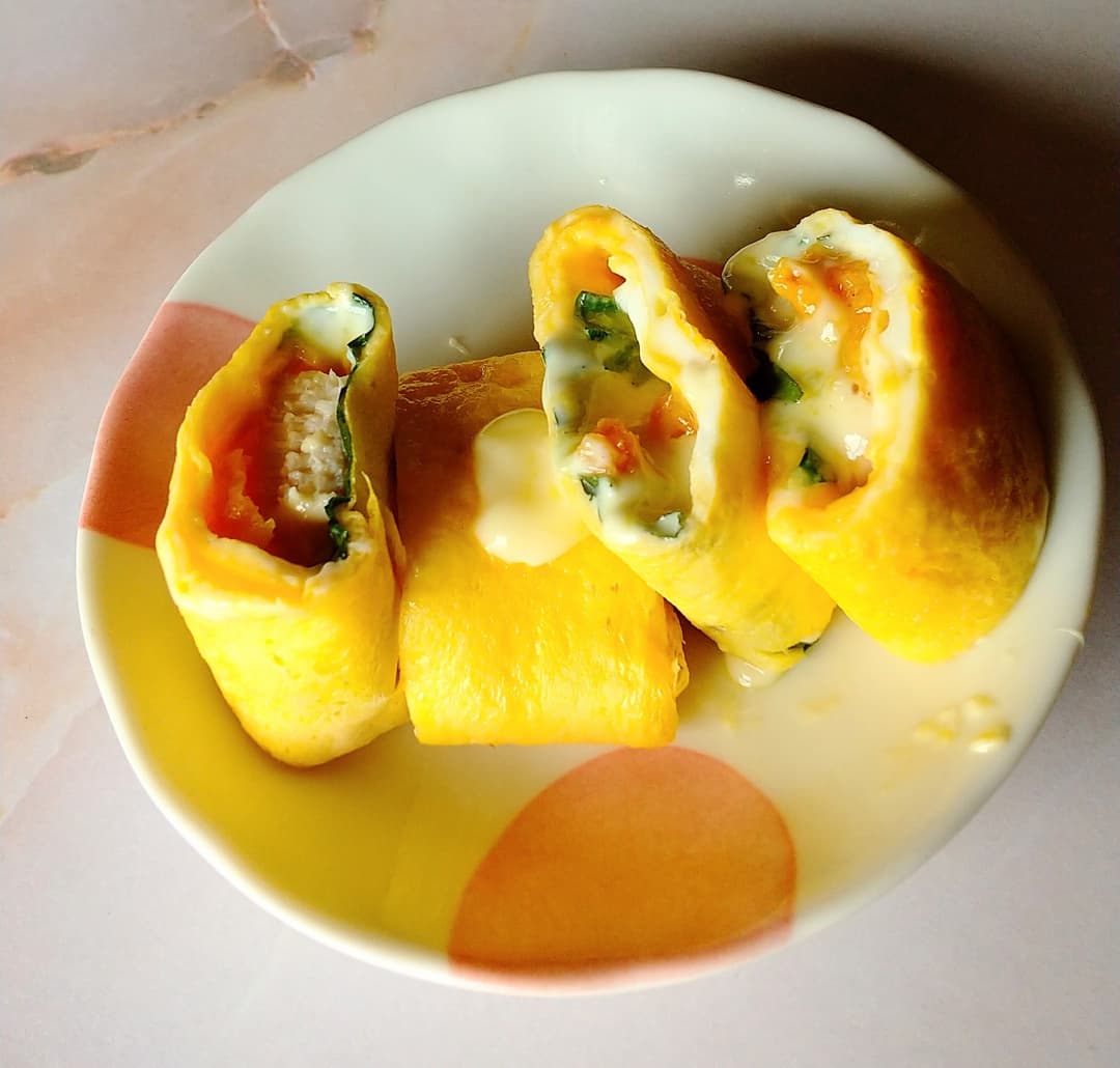 ハニーマスタードチキン入り卵焼きの完成写真