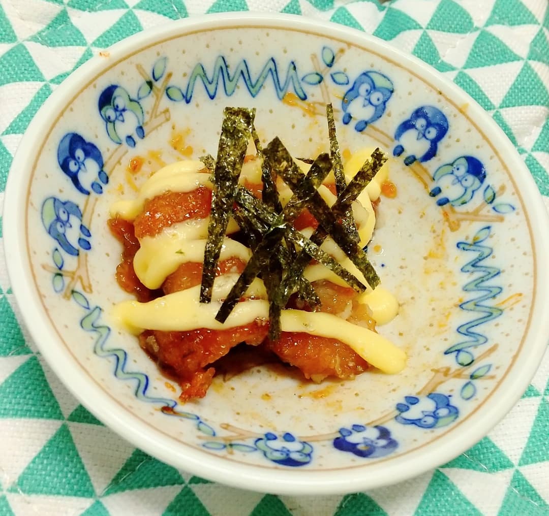 若鶏の旨だれから揚げマヨネーズ焼きの完成写真