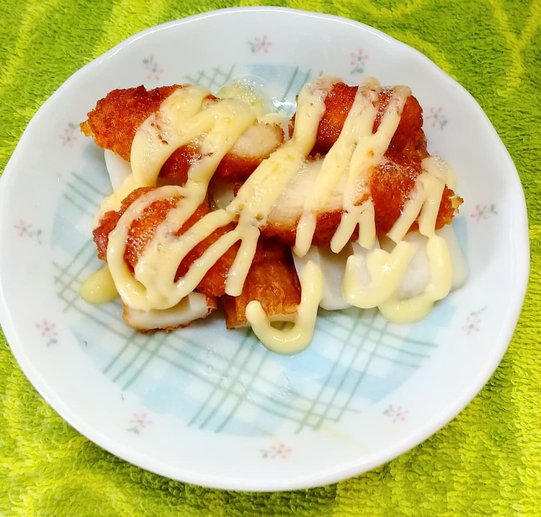 ささみソースカツとちくわのマヨ焼きの完成写真