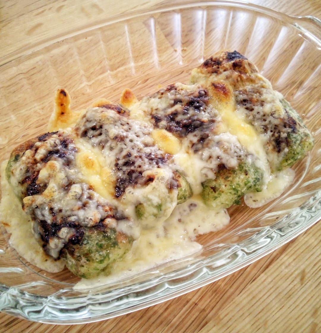 ちくわの磯辺揚げとのりの佃煮のチーズ焼きの完成写真