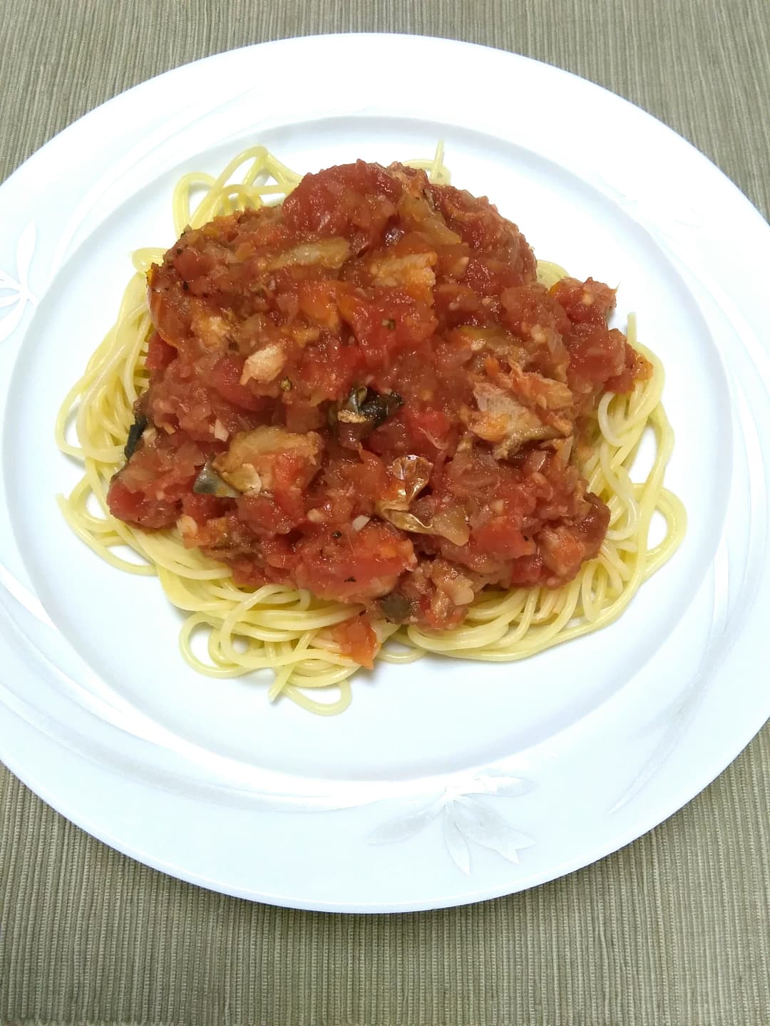 さばのパスタの完成写真