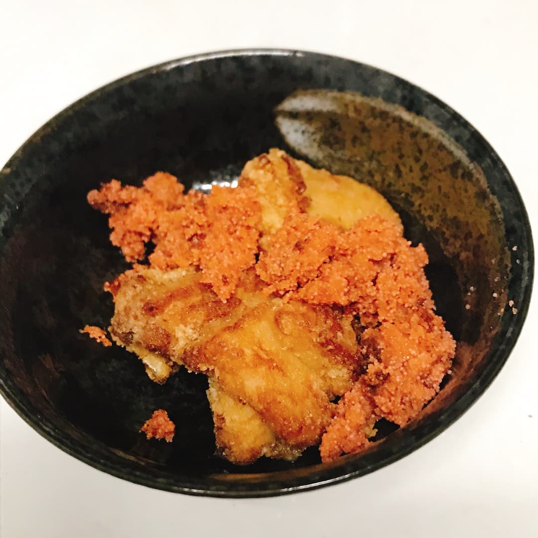 極旨もも唐揚げ焼き明太和えの完成写真