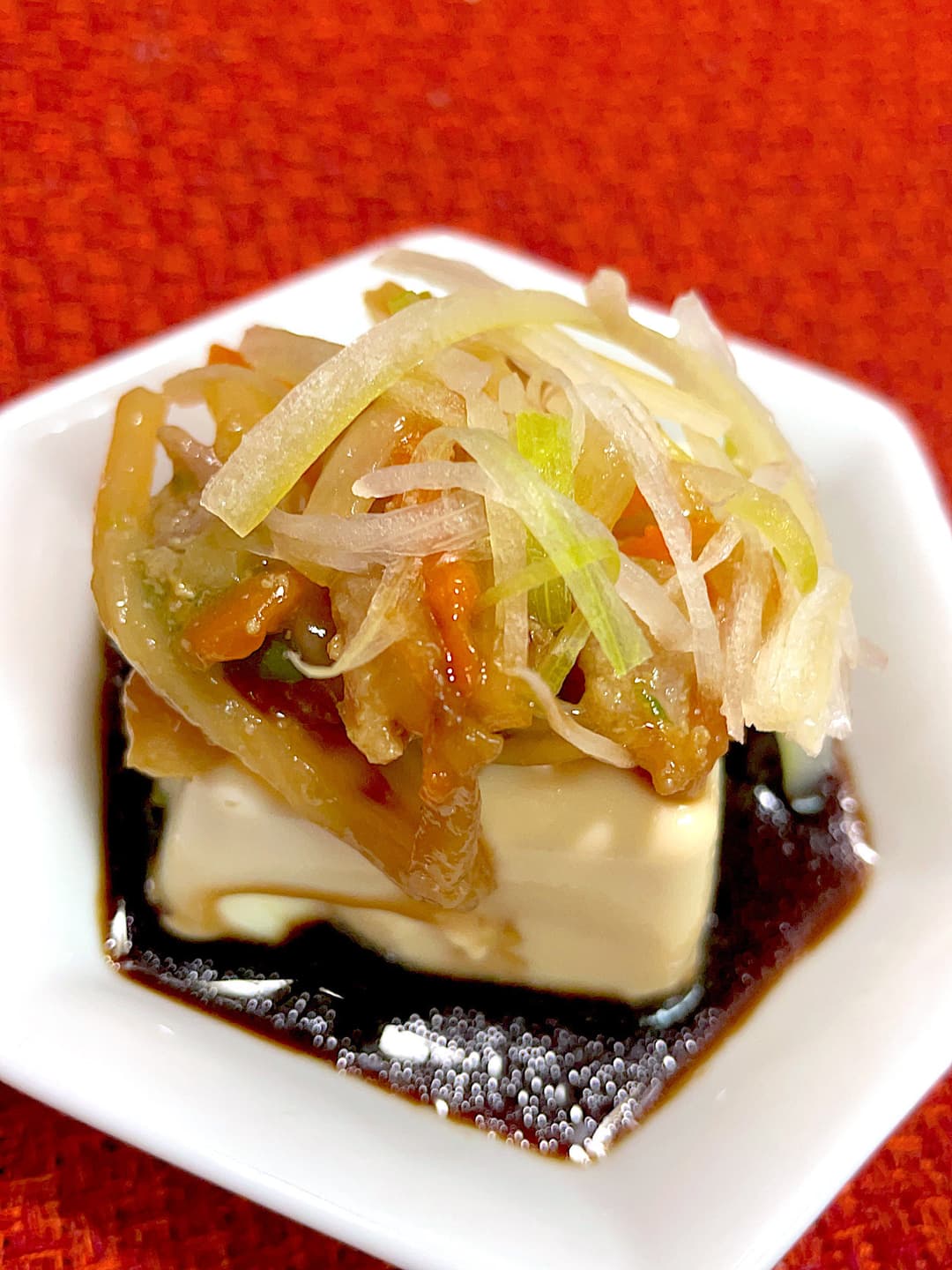 青椒肉絲のねぎ冷奴の完成写真