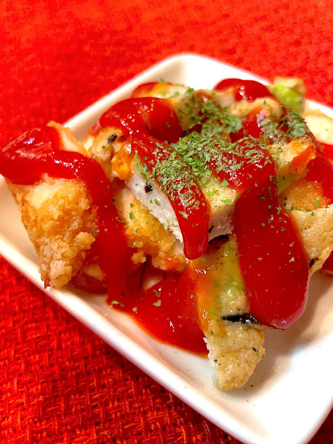 チキンと豆腐揚げのケチャップ焼きの完成写真