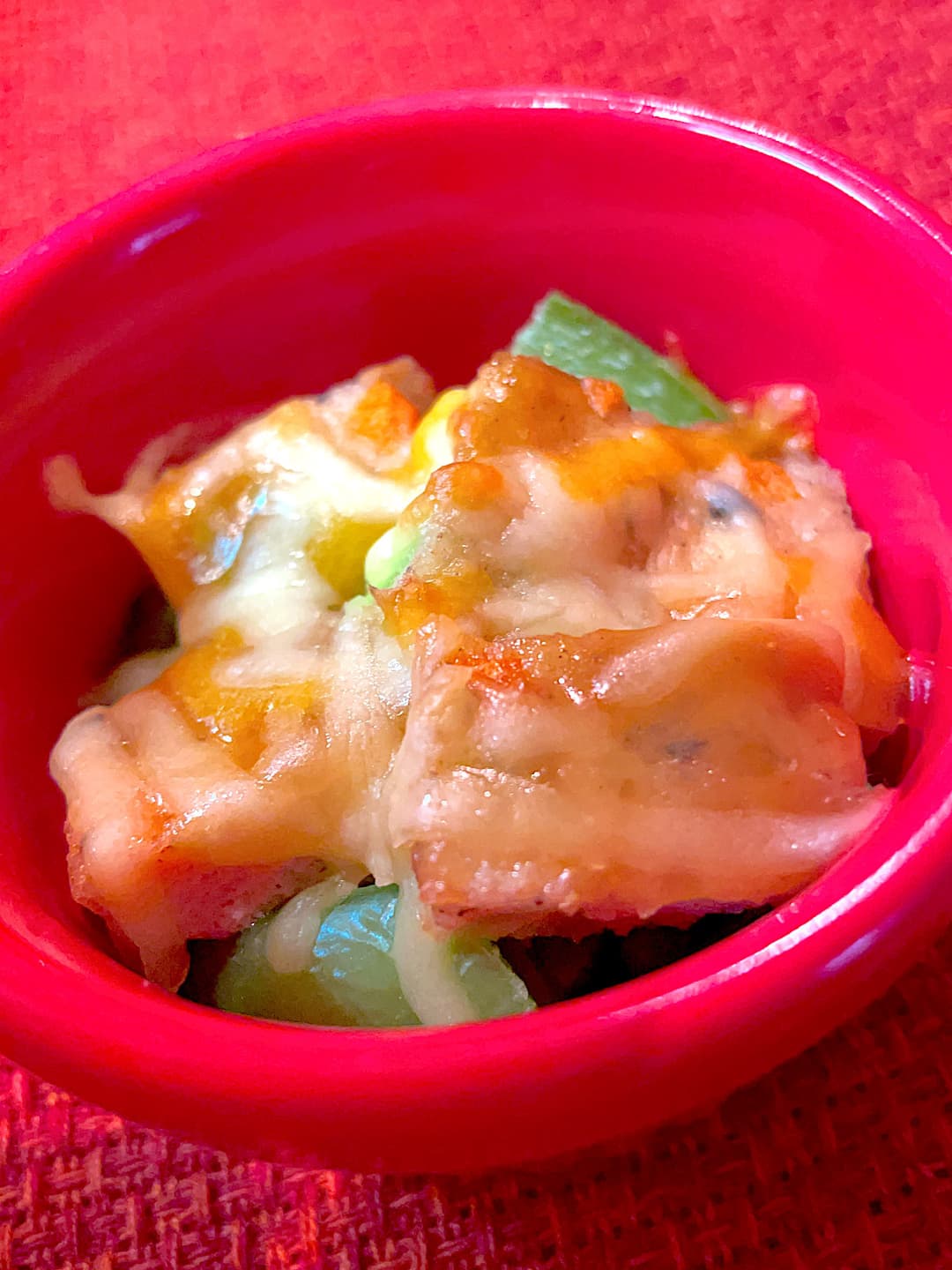 いんげんと豆腐揚げのチーズのせの完成写真