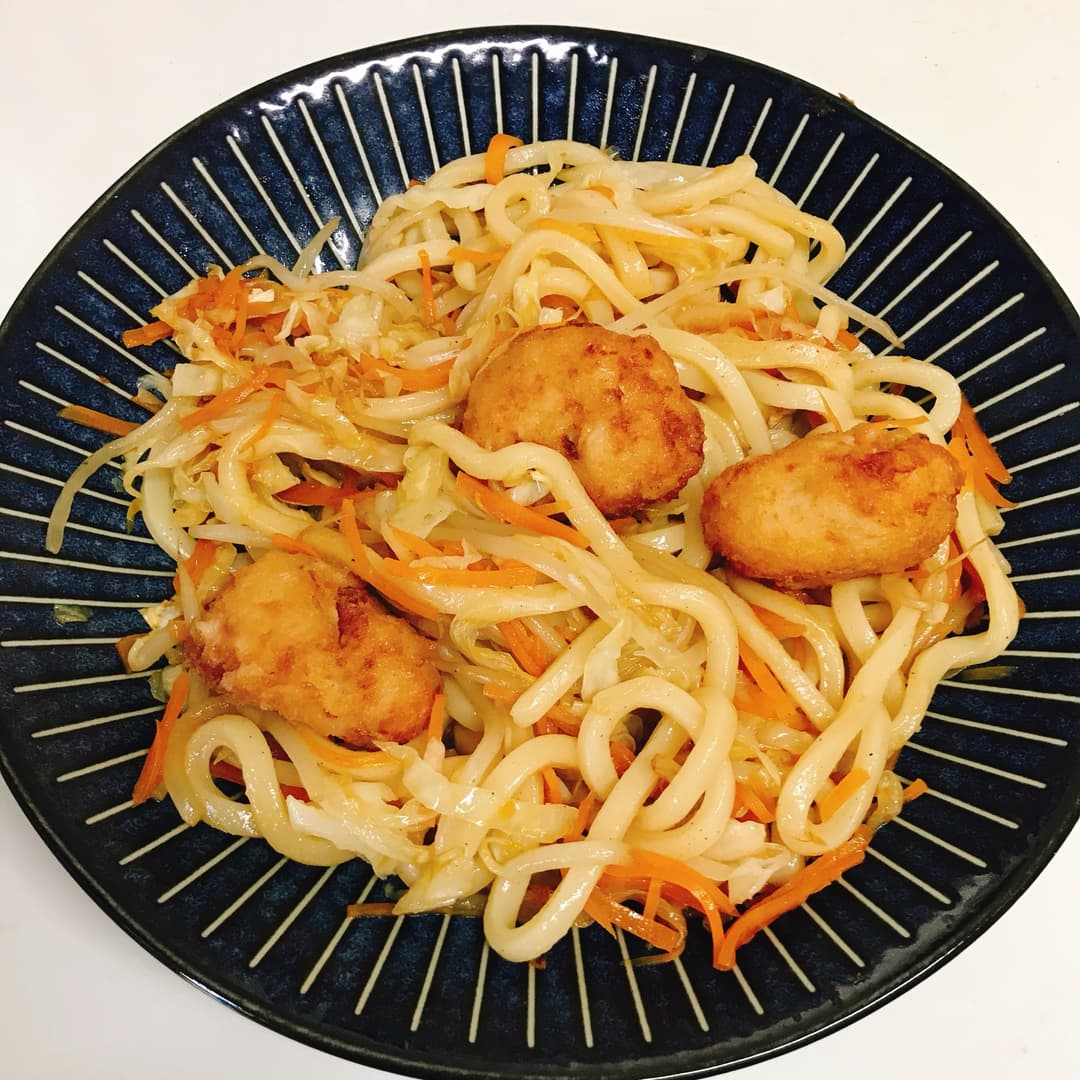 むねから焼うどんの完成写真