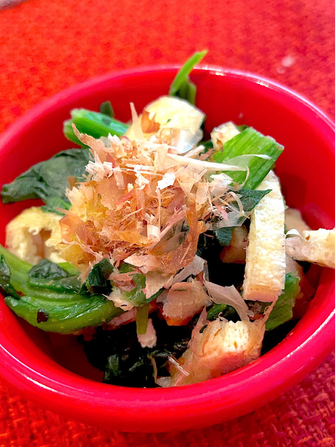 豆腐揚げとほうれん草のポン和えの完成写真