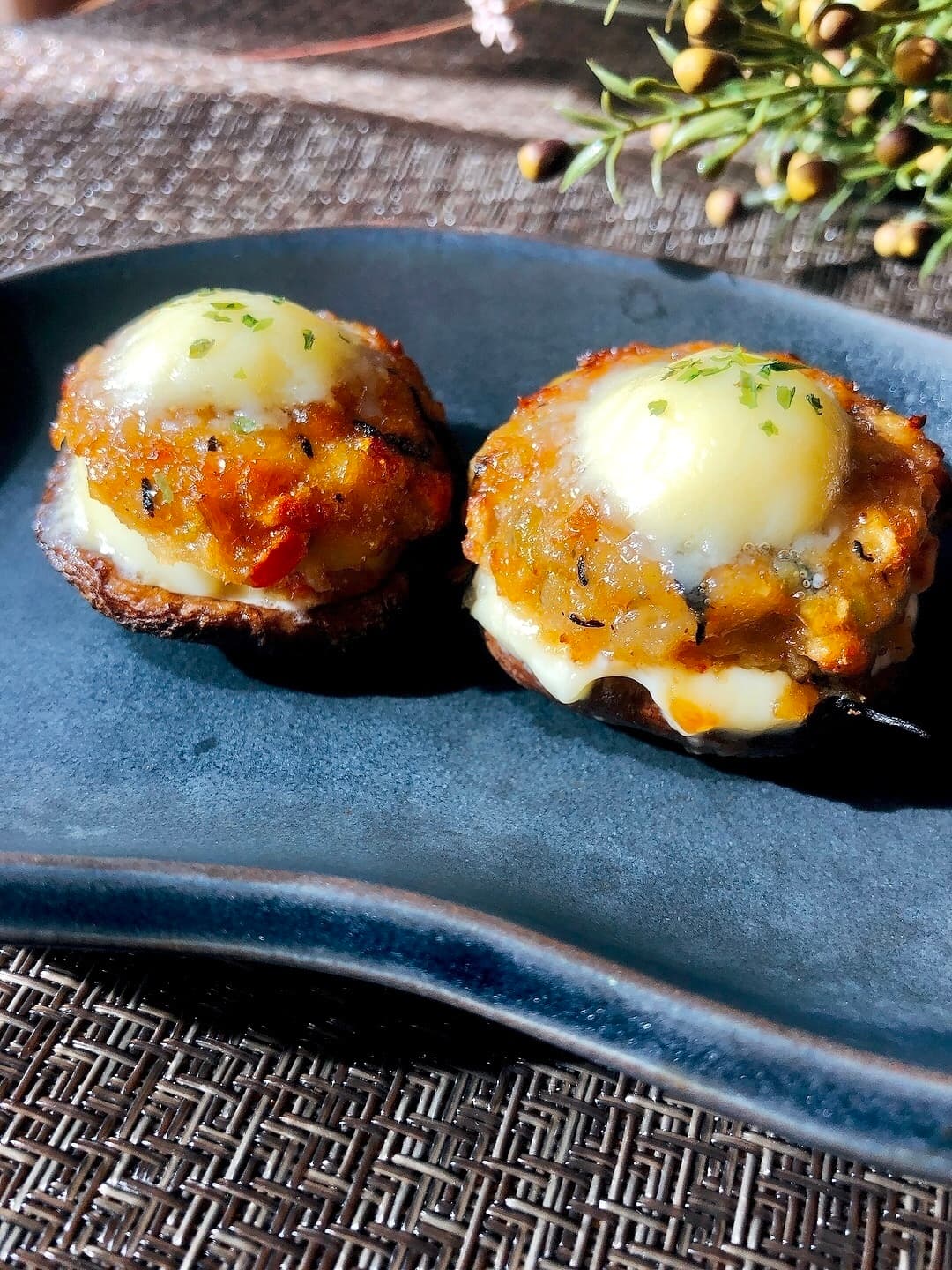 和風ハンバーグの椎茸マヨネーズ焼の完成写真