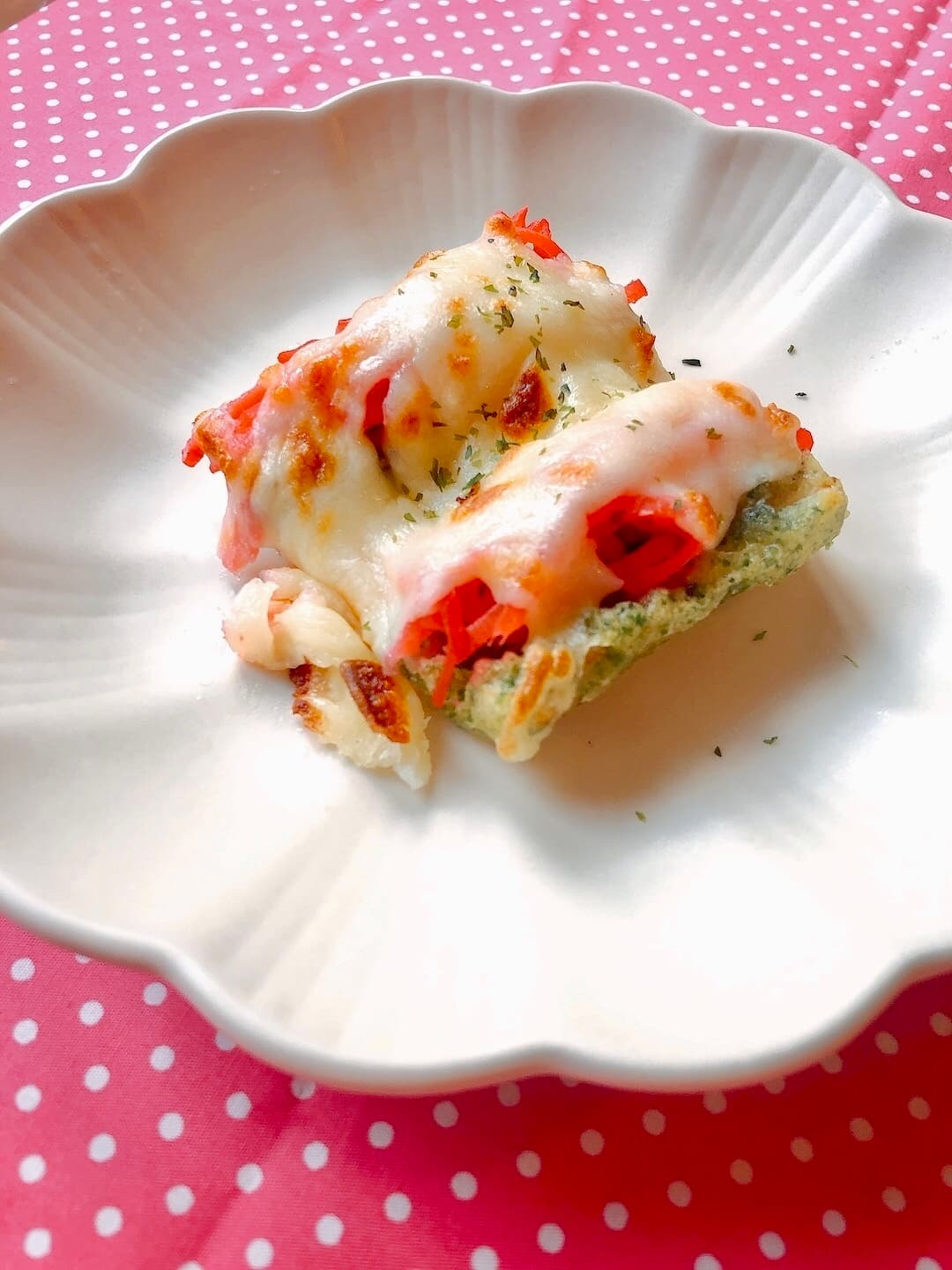 ちくわ磯辺揚げの紅生姜チーズ焼きの完成写真