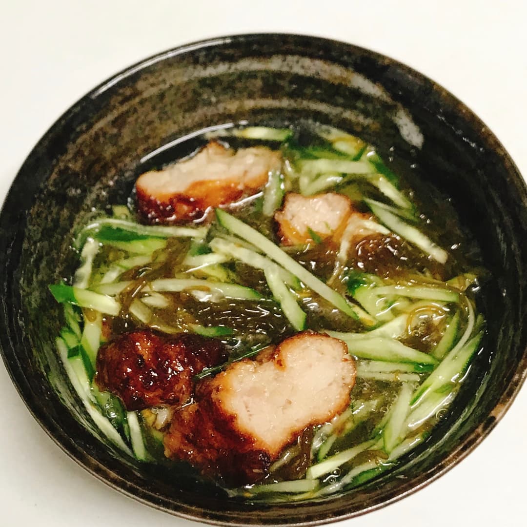 根菜鶏つくねのもずく酢和えの完成写真