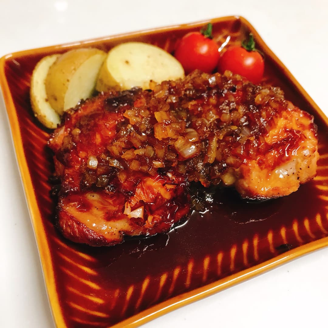 チキンステーキの和風玉ねぎソースの完成写真