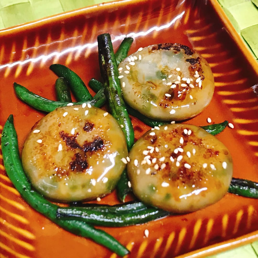 にら焼餅の照り焼きの完成写真