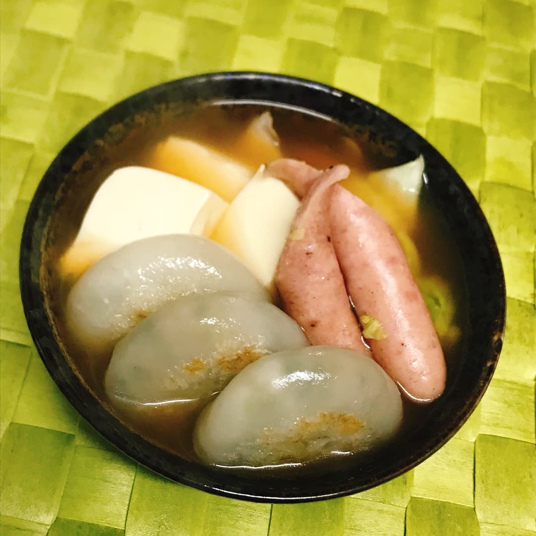 レンジで作るにら焼餅のピリ辛鍋の完成写真