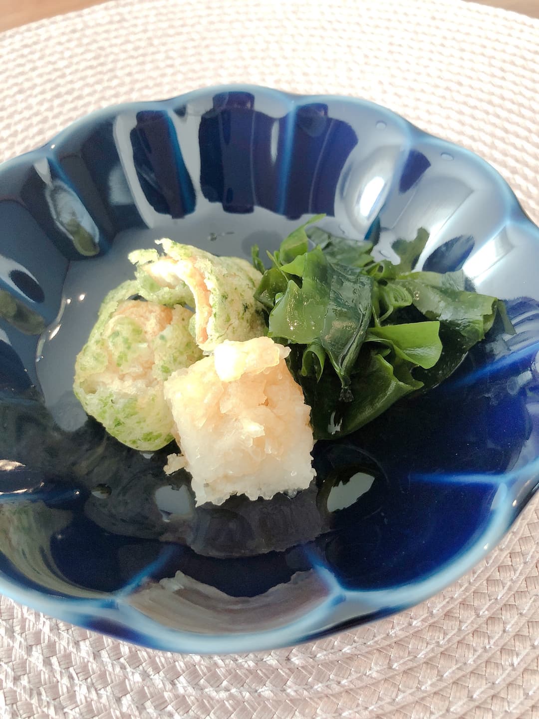 ちくわの磯辺揚げおろしわかめ添えの完成写真