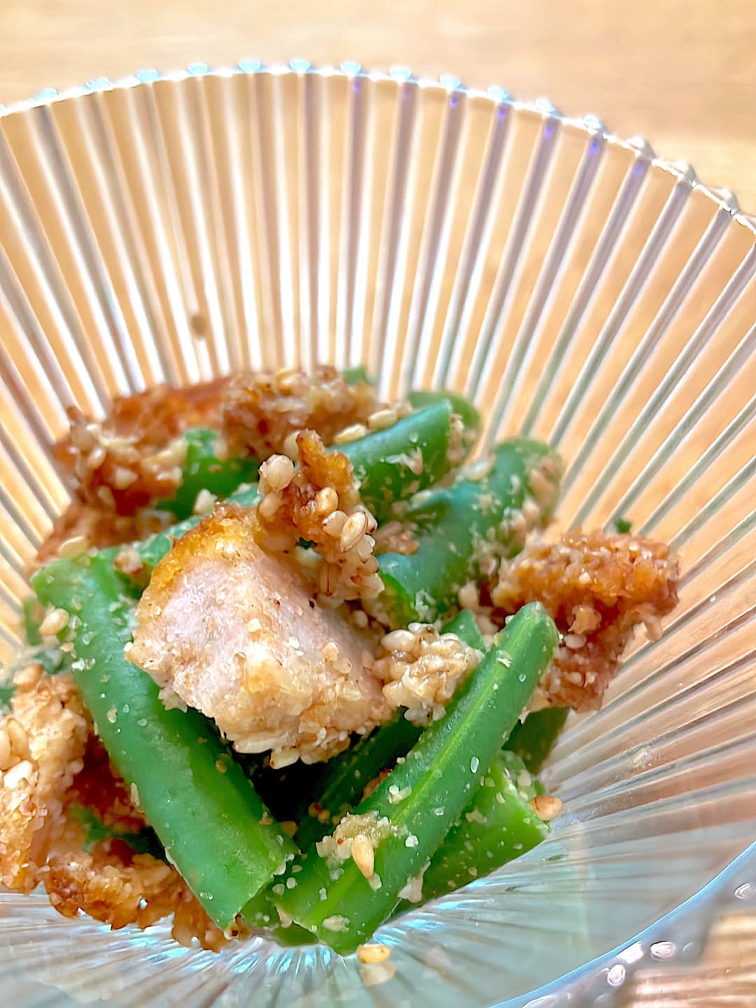 カツといんげんの胡麻和えの完成写真