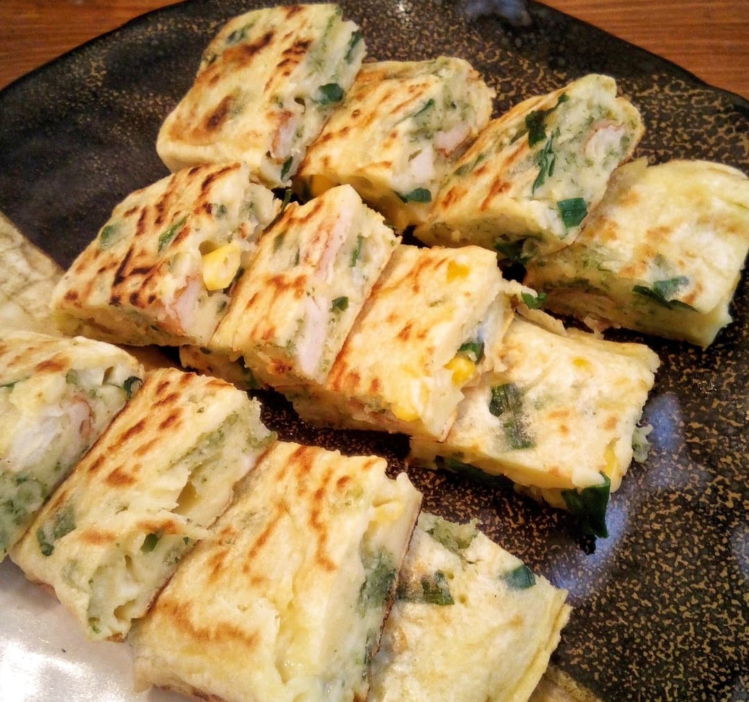 ちくわの磯辺揚げとチーズのふわふわチヂミの完成写真