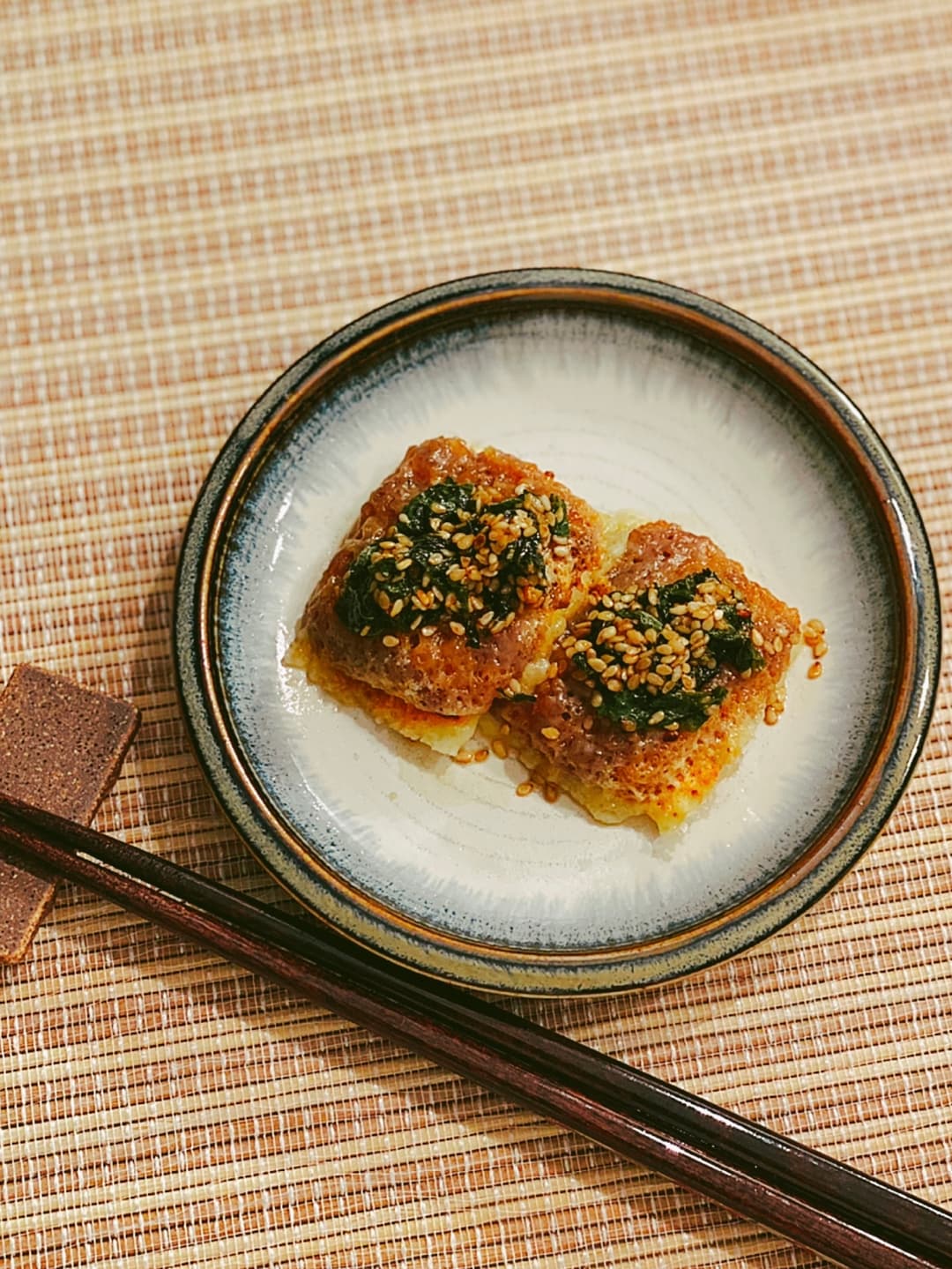 あじフライの大葉ごまポンチーズのせの完成写真