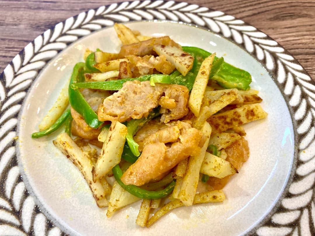からあげチキンのカレーマヨ炒めの完成写真