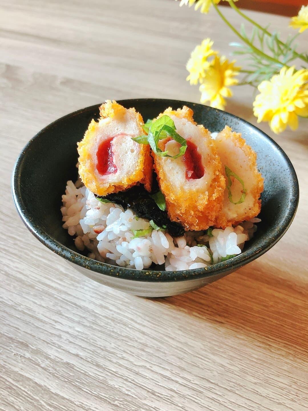 ささみ梅しそカツの佃煮ごはんの完成写真