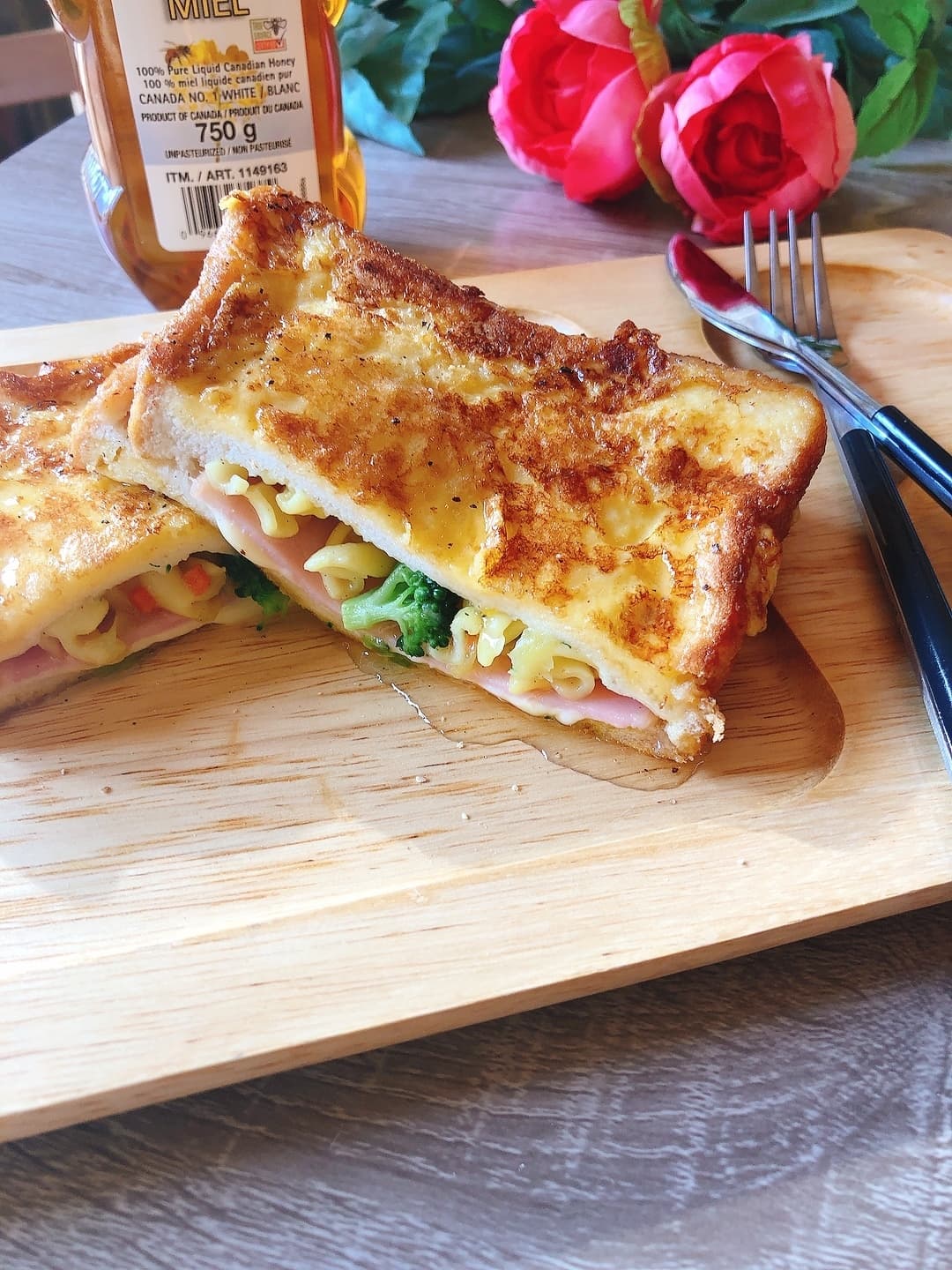パスタとハムチーズのフレンチトーストの完成写真