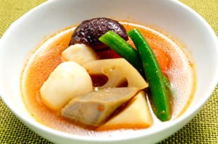 和風野菜のピリ辛味噌スープの完成写真