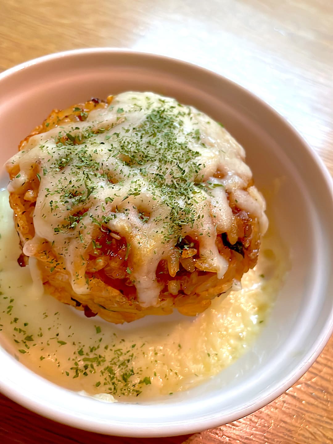 焼ビビンバのチーズ焼きの完成写真