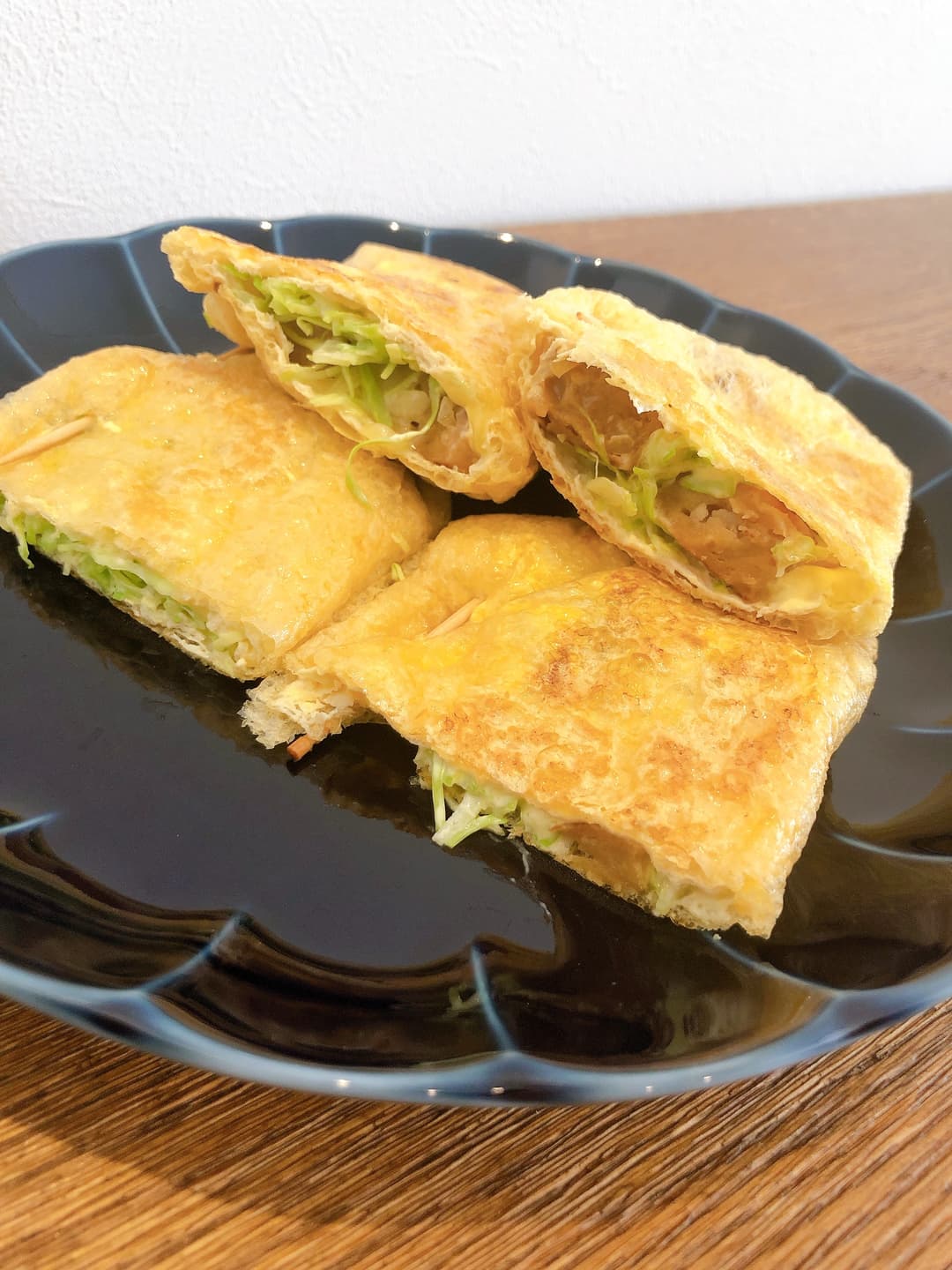 てりマヨチキンの油揚げ挟み焼きの完成写真