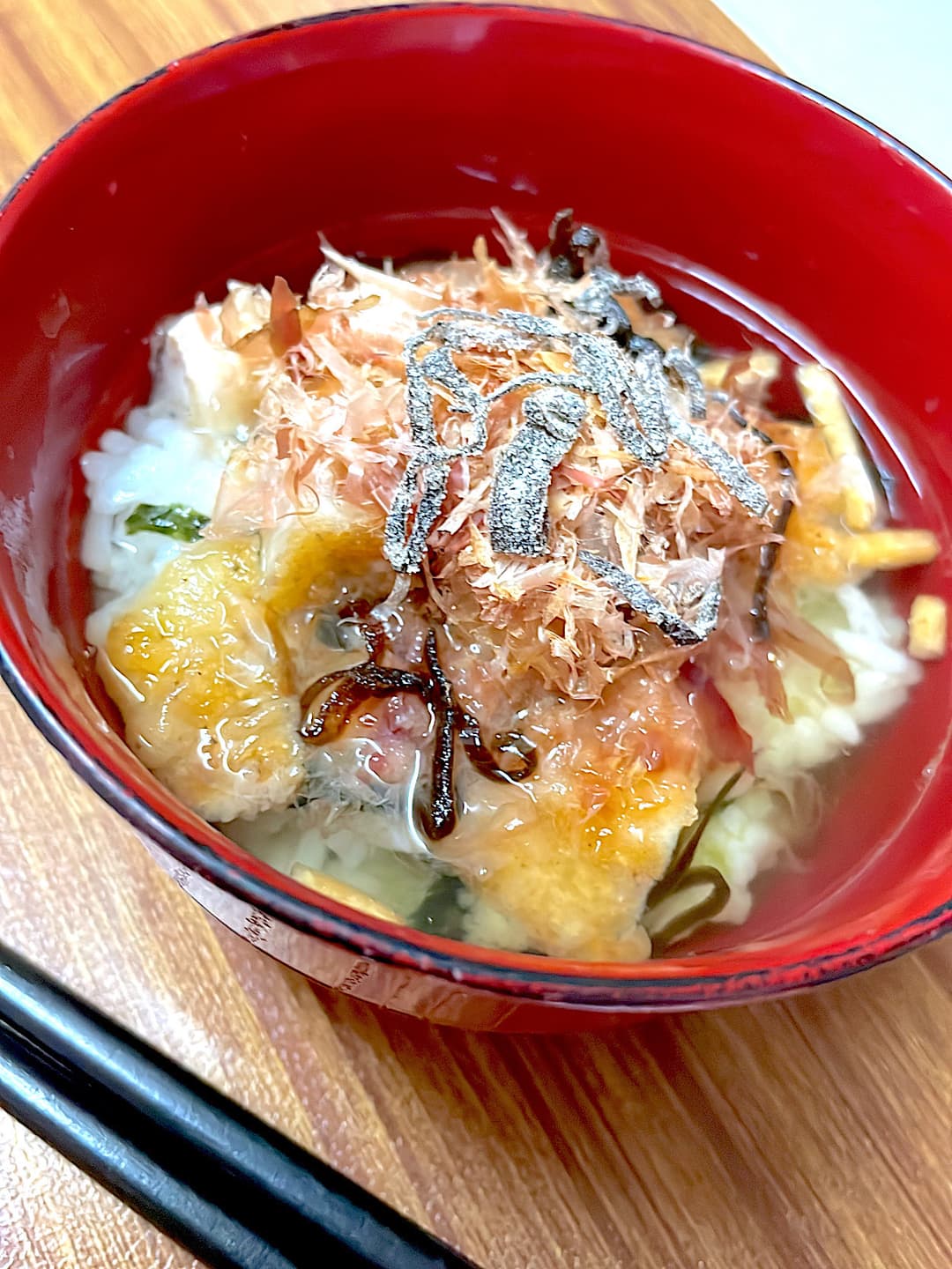 塩昆布唐揚げ茶漬けの完成写真