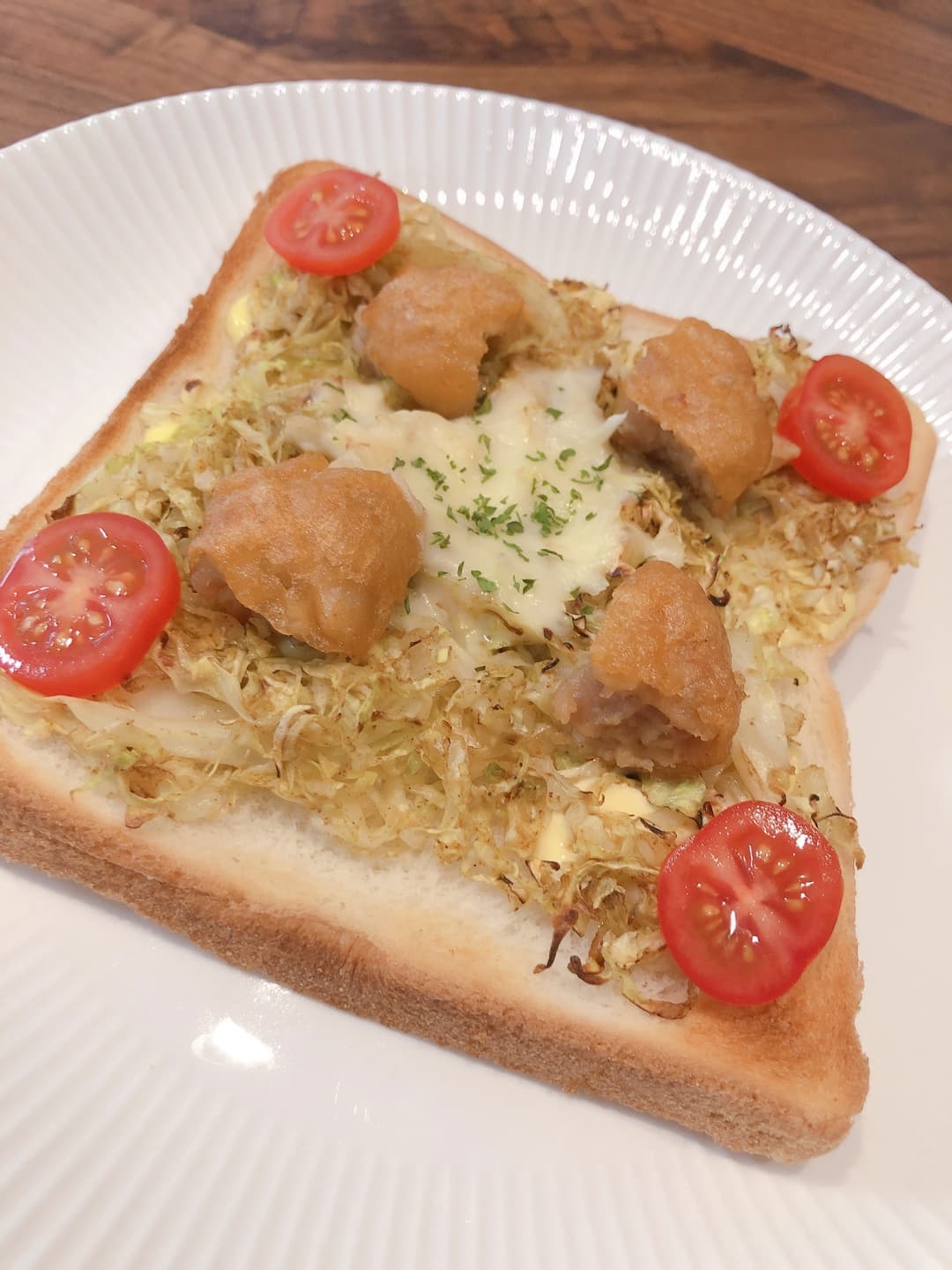 からあげカレーキャベツトーストの完成写真