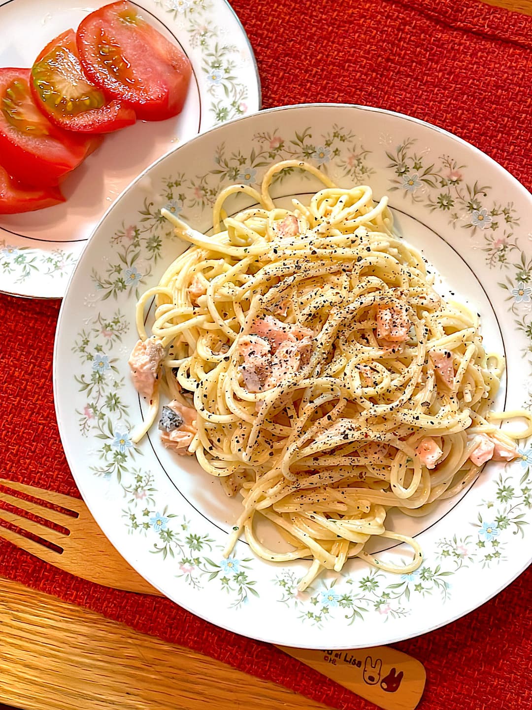 鮭のクリームパスタの完成写真