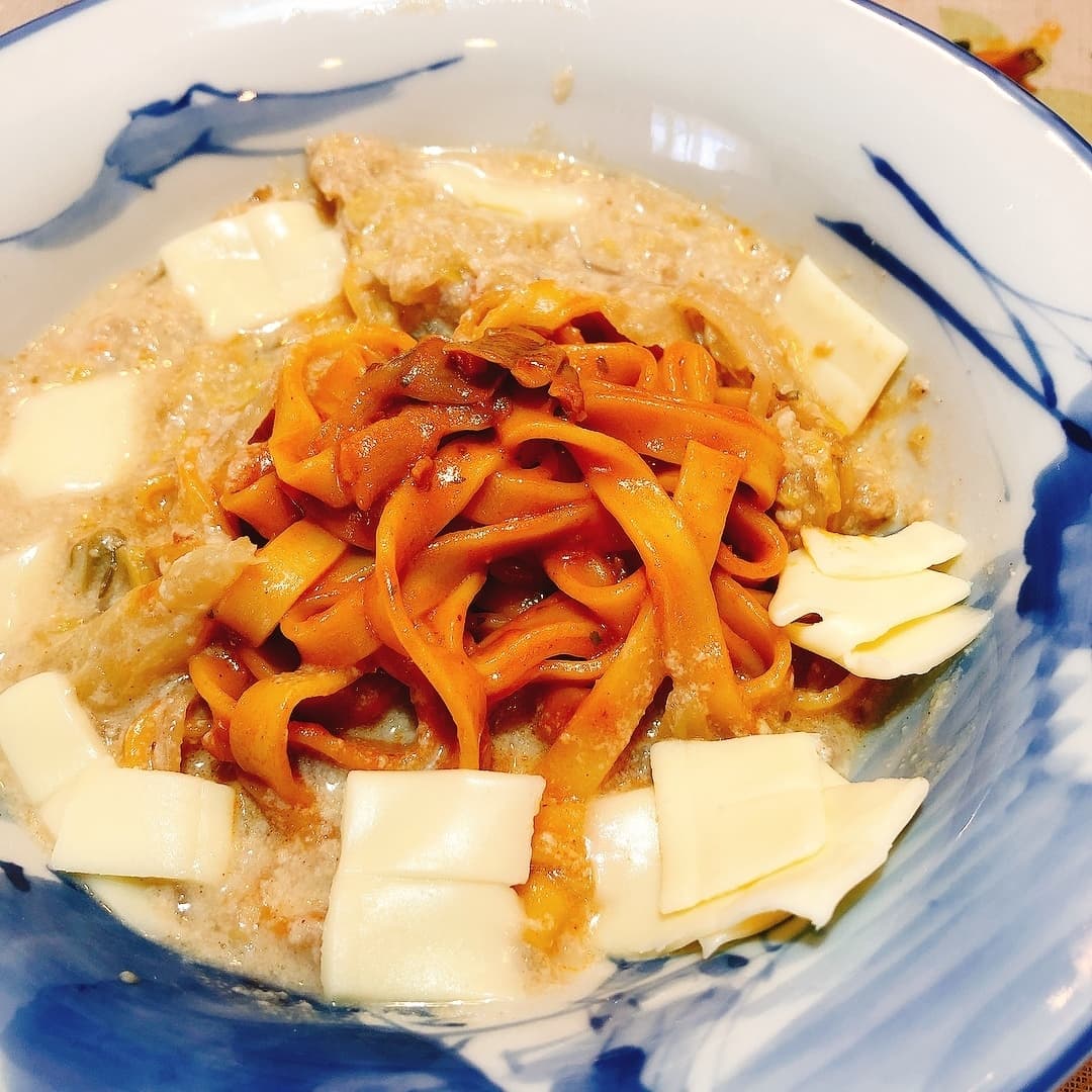 豆乳スープパスタの完成写真
