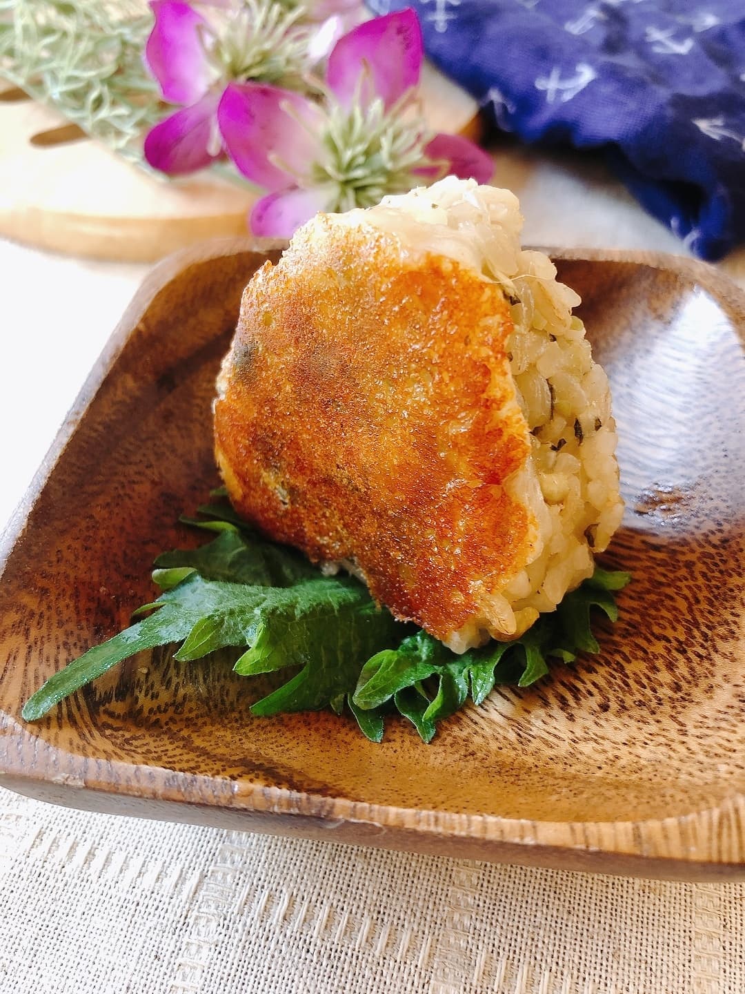 枝豆おにぎりのとろろ昆布チーズ焼の完成写真