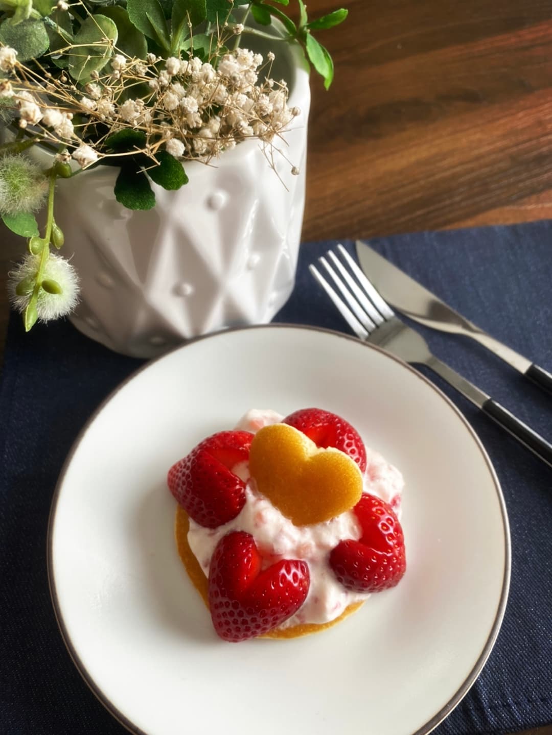 もちもちハートのパンケーキの完成写真