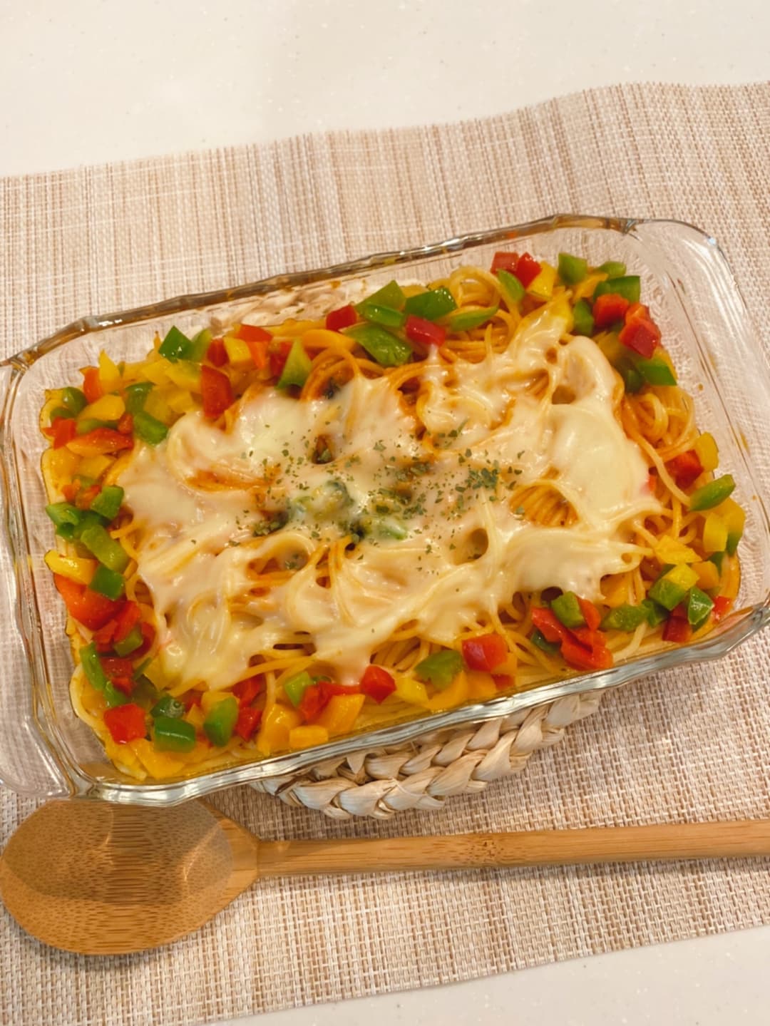 蟹の焼きチーズパスタの完成写真