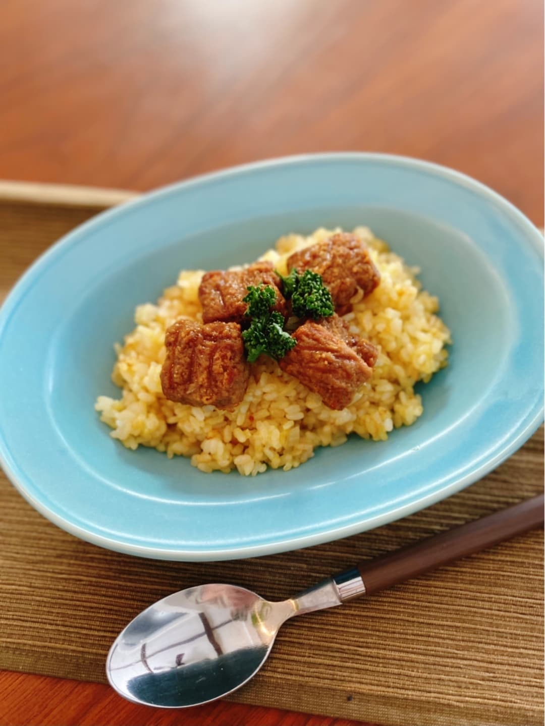 サイコロステーキのカレー飯の完成写真