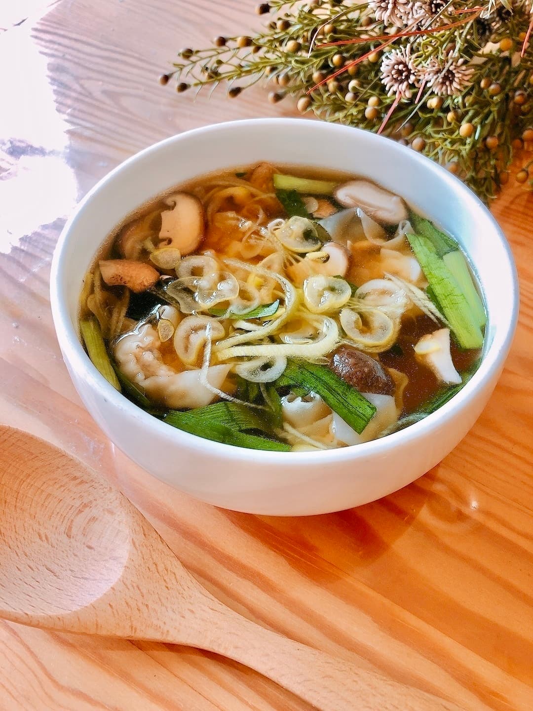 筍椎茸シューマイの中華スープの完成写真