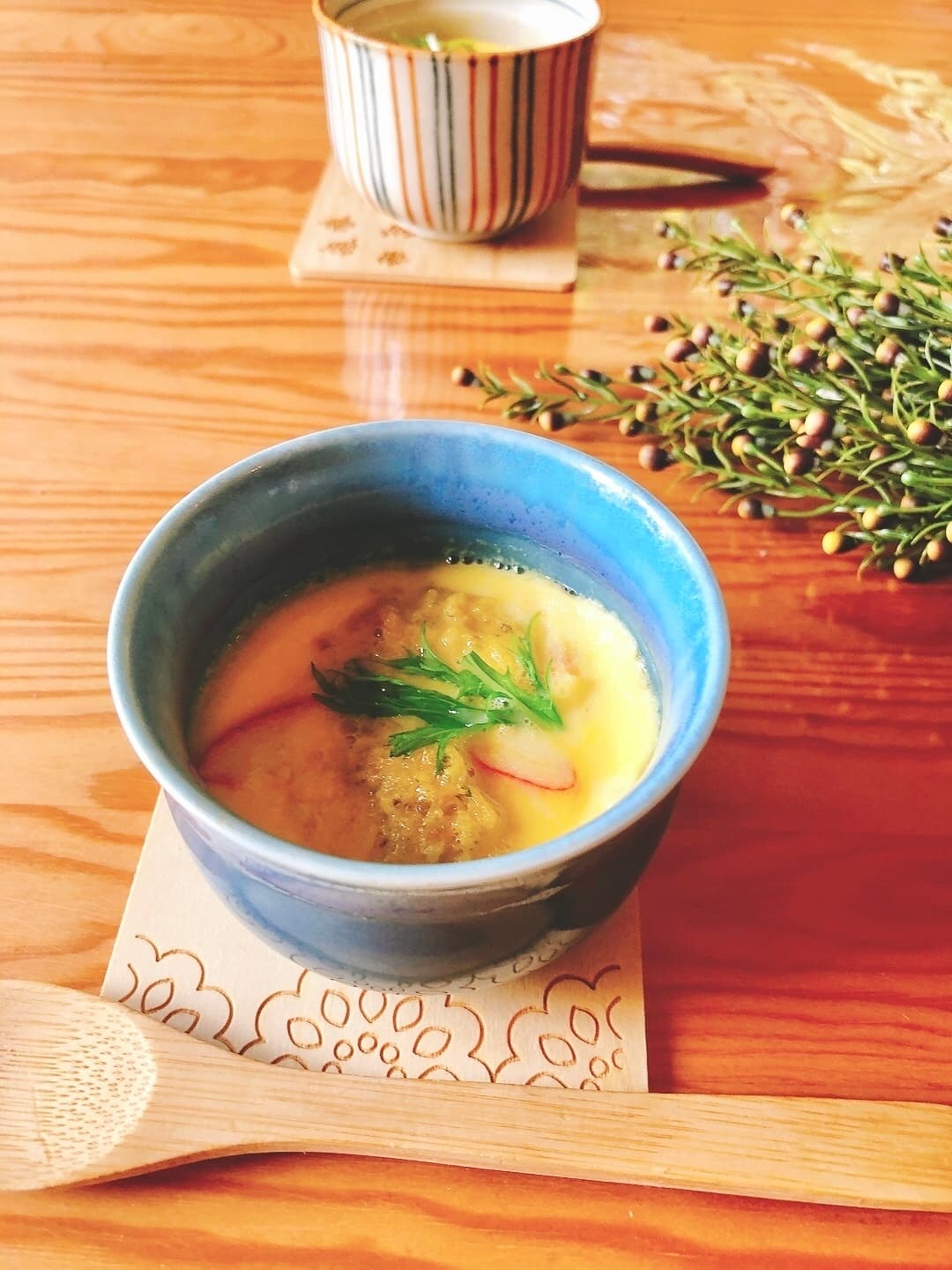 椎茸の肉詰茶碗蒸しの完成写真