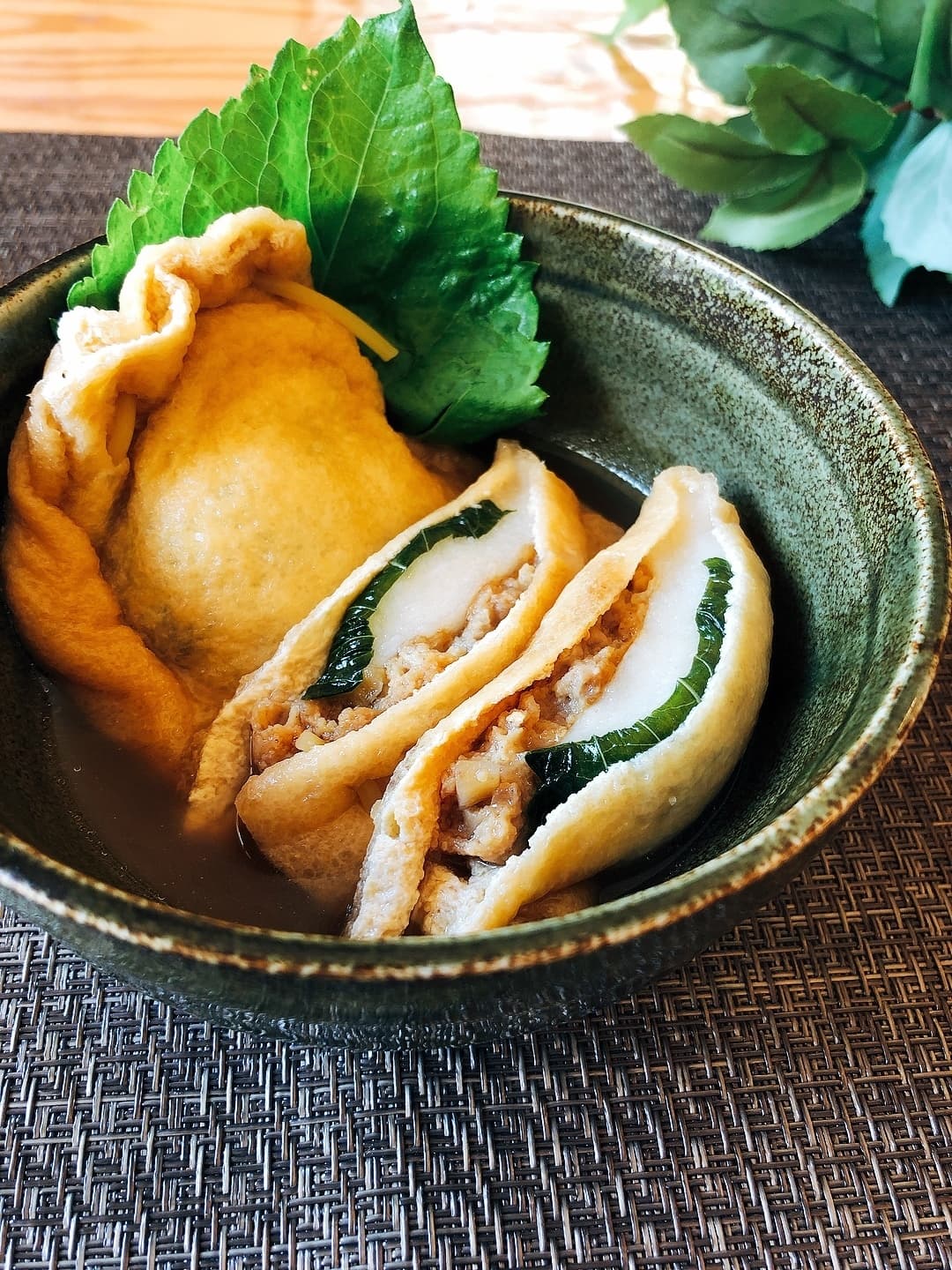 つくねと餅の巾着煮の完成写真