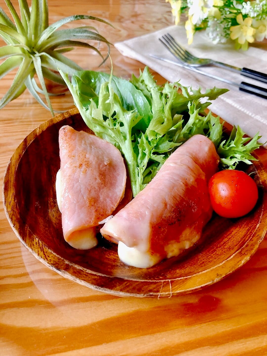 Wハムでハムカツ巻きの完成写真